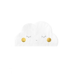 20 serviettes en papier en forme de nuage blanc 32 x 19 cm yeux ferm√©s  