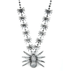 Collier araign√©es argent√©es adulte Halloween  