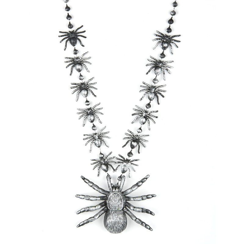 Collier araign√©es argent√©es adulte Halloween  