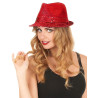 Chapeau borsalino √† sequins rouge adulte  