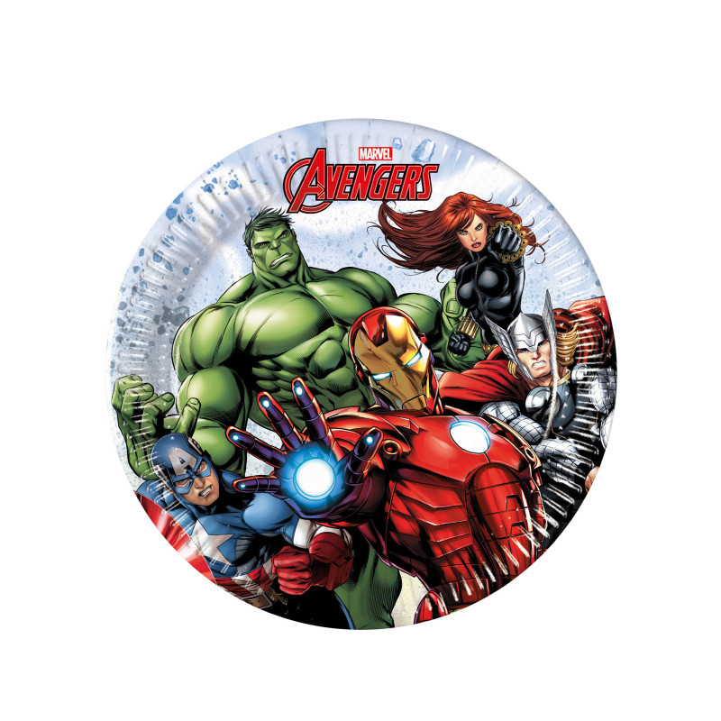 8 Petites assiettes en carton Avengers Mighty 20 cm  