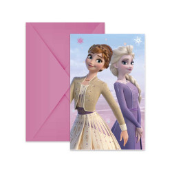 6 Invitations avec enveloppes La Reine des Neiges  