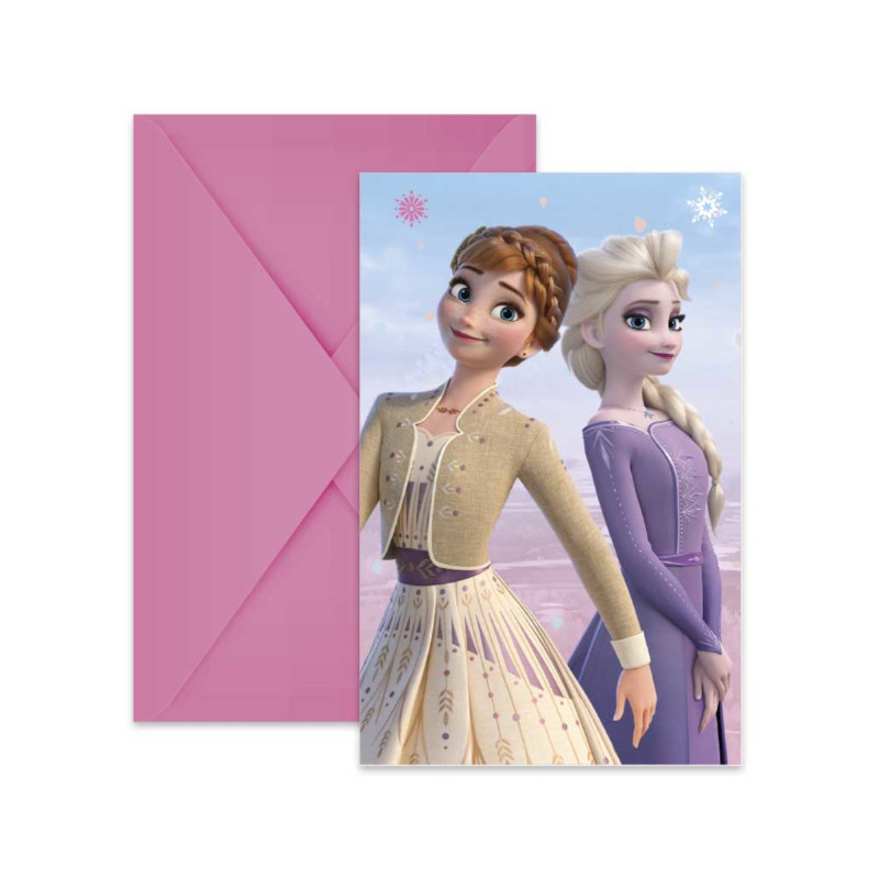 6 Invitations avec enveloppes La Reine des Neiges  