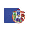 6 Cartons d'invitation et enveloppes Pyjamasques 14 x 9 cm  