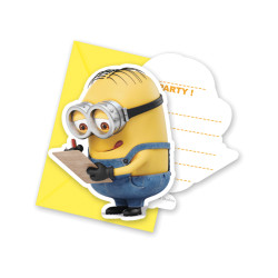 6 Cartes d'invitation avec enveloppes lovely Minions  
