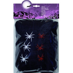 Toile d'araign√©e noire avec araign√©es Halloween 100g  