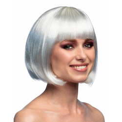 Perruque courte √† frange blanche femme  