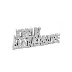 D√©coration table Joyeux Anniversaire argent  
