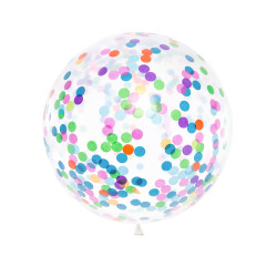Ballon g√©ant transparent confettis multicolores 1m  