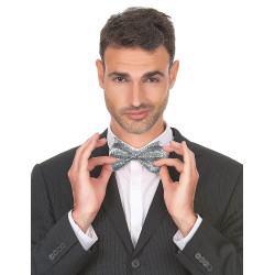 Noeud papillon brillant disco argent adulte 