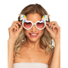 Lunettes coeurs blanches avec licornes adulte  
