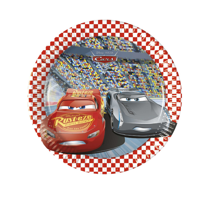 8 Petites assiettes en carton Cars 3 20 cm  