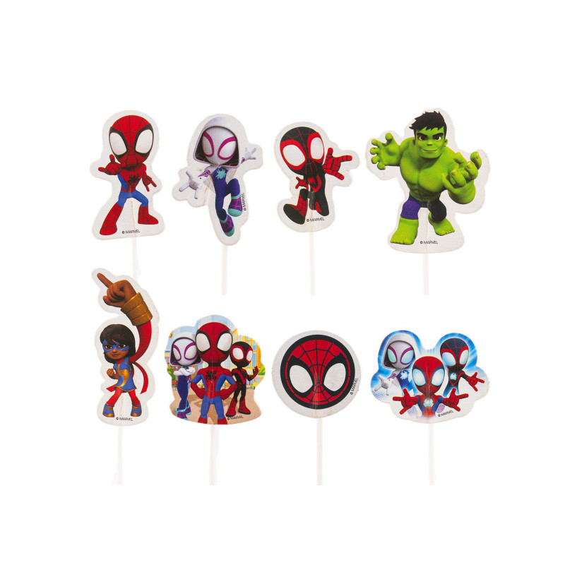 16 Cake Toppers en papier Spidey et ses amis  