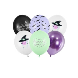 6 Ballons en latex sorci√®re Halloween 30 cm  