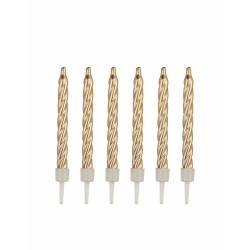 12 bougies dor√©es 7,5 cm avec bob√®ches  