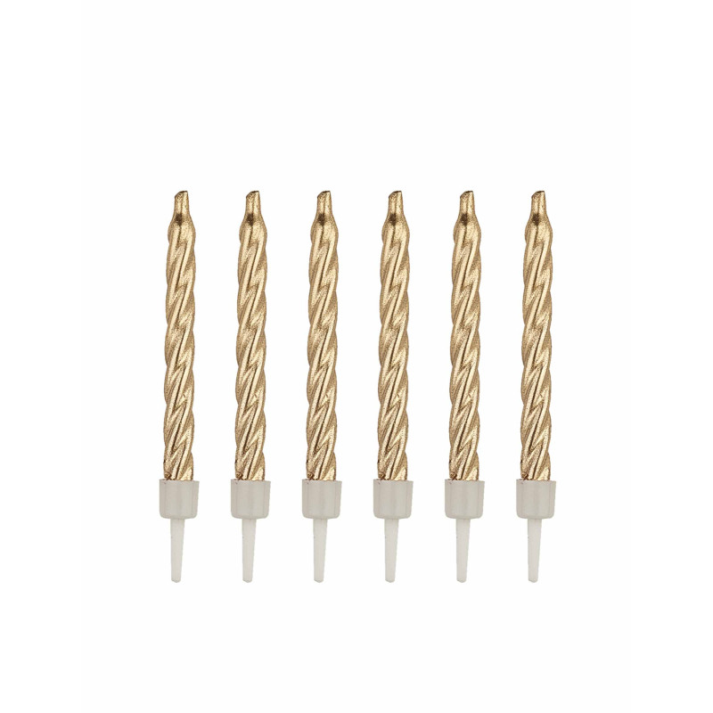 12 bougies dor√©es 7,5 cm avec bob√®ches  