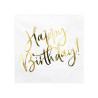 20 Serviettes en papier happy birthday blanches et dor√©es 33 x 33 cm  