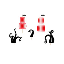 5 Cake toppers f√™te de pirate 13,5 - 21,5 cm  