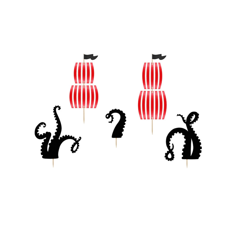 5 Cake toppers f√™te de pirate 13,5 - 21,5 cm  