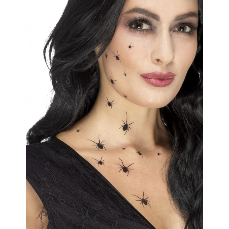 Tatouages temporaires araign√©es femme Halloween  