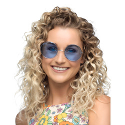 Lunettes rondes bleues hippies g√©antes  