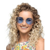 Lunettes rondes bleues hippies g√©antes  