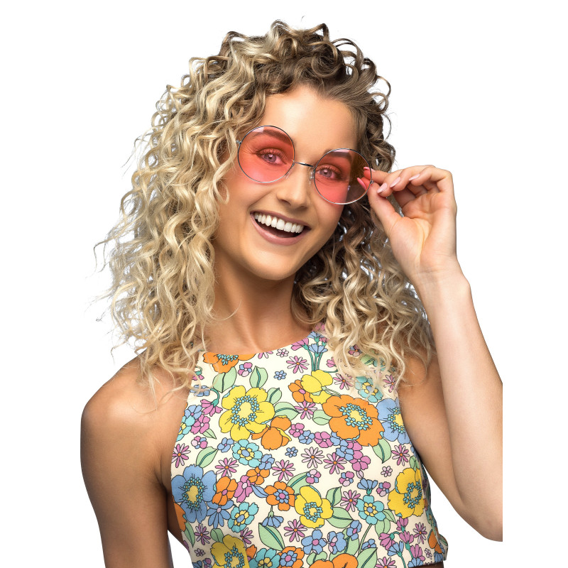 Lunettes rondes roses hippies g√©antes  