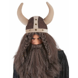 Casque viking souple marron adulte  