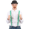 Bretelles vertes avec tr√®fles blancs Saint Patrick  