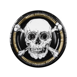 10 Assiettes en carton Pirate Jolly Roger 23 cm  