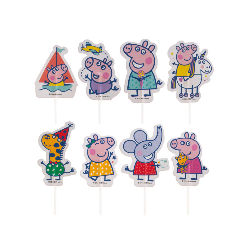 16 Cake Toppers en papier Peppa pig  