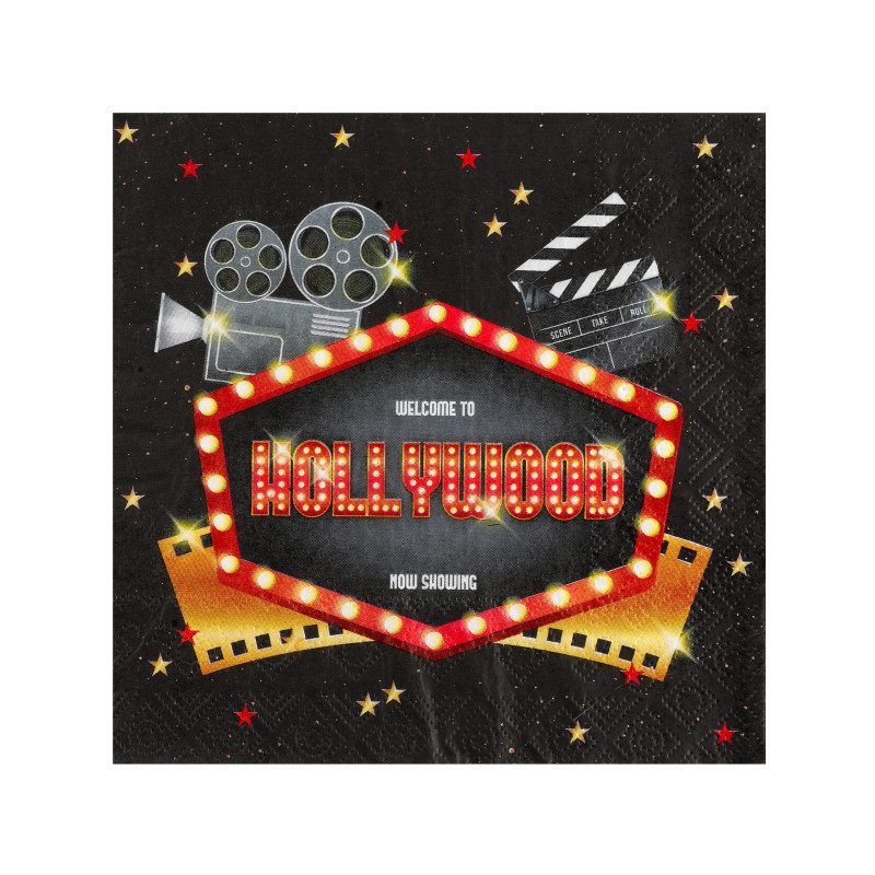 20 Serviettes papier Hollywood 33 x 33 cm  