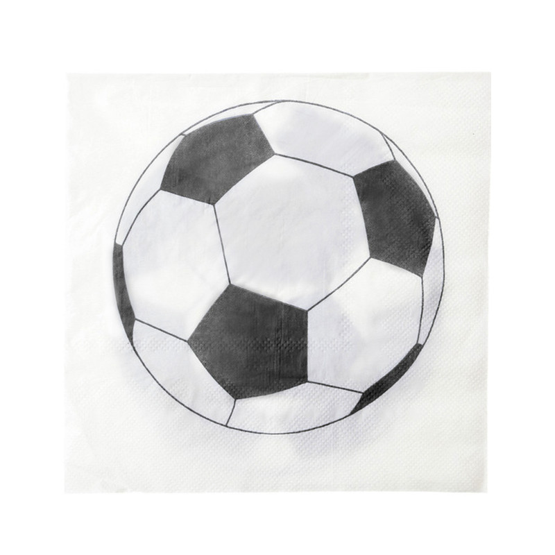 20 Serviettes en papier Ballon football 33 x 33 cm  