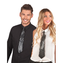 Cravate noire avec sequins transparents adulte  