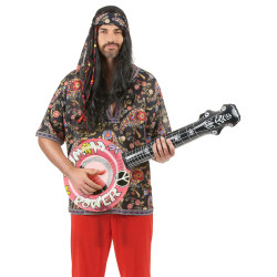 Banjo gonflable hippie rose 