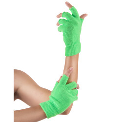 Mitaines courtes vert fluo adulte  