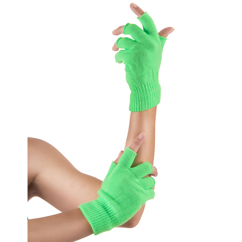 Mitaines courtes vert fluo adulte  