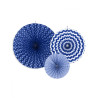 3 rosaces en papier bleu marine 23, 32 et 40 cm √† motifs  