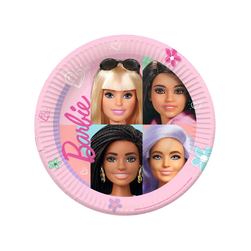 8 Assiettes en carton Barbie Sweet Life 23 cm  