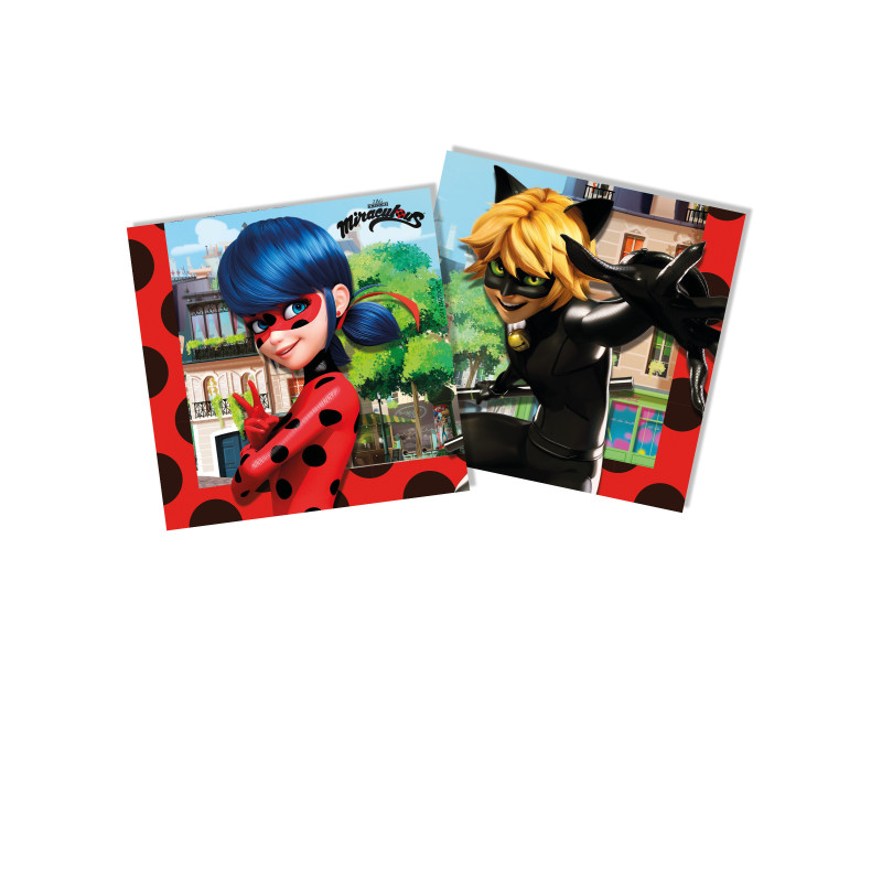 20 Serviettes en papier Miraculous Ladybug 33 x 33cm  