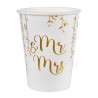 10 gobelets en carton Just Married m√©tallis√©s blancs et dor√©s  