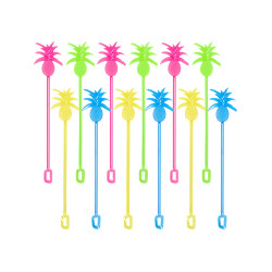 12 Agitateurs √† cocktail ananas color√©s  