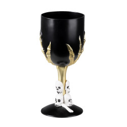 Verre √† pied en plastique noir et or Halloween  