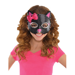 Loup en sequins chat noir enfant  