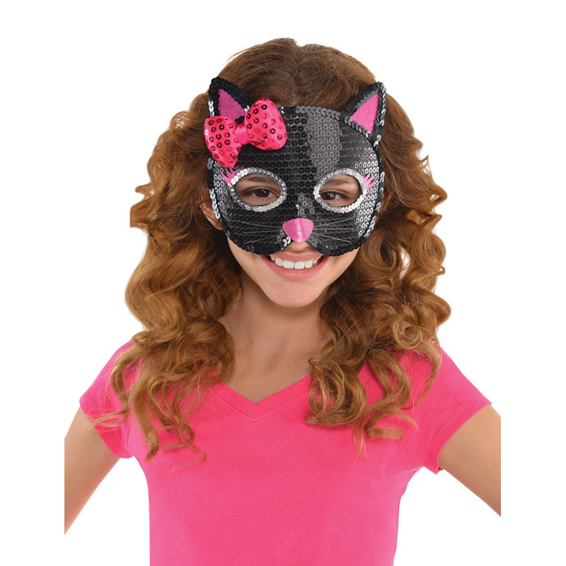 Loup en sequins chat noir enfant  