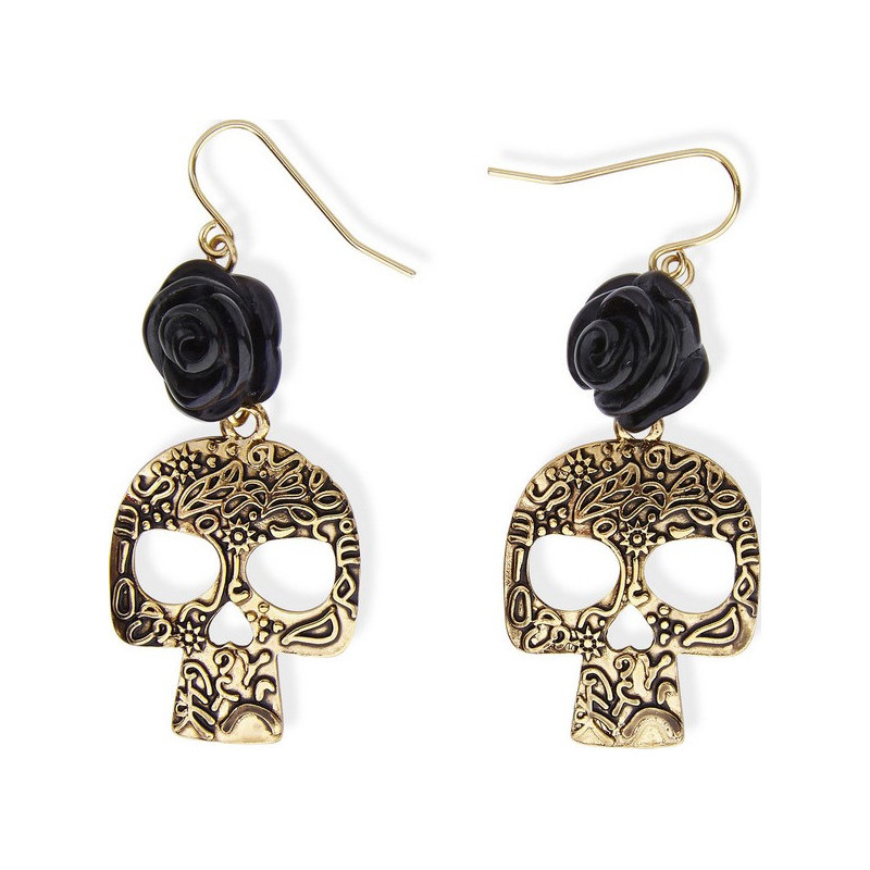 Boucles d'oreilles squelette dor√© adulte  