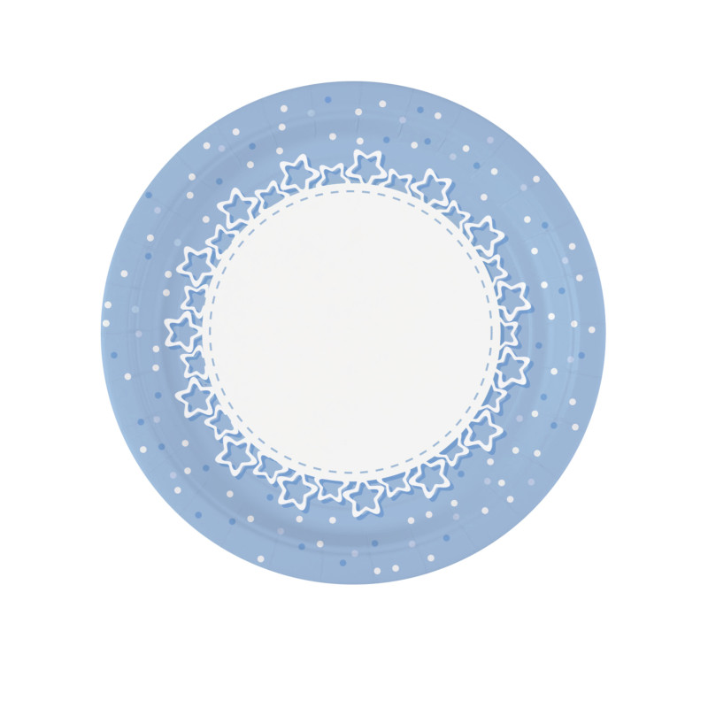 8 Assiettes en carton √©toiles bleues 23 cm  