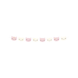 Guirlande en carton chaton rose et blanc 8,5 cm x 1,4 m  