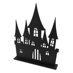 D√©coration ch√¢teau hant√© en bois noir 18 x 23 cm  