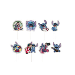 16 Cake Toppers en papier Stitch  